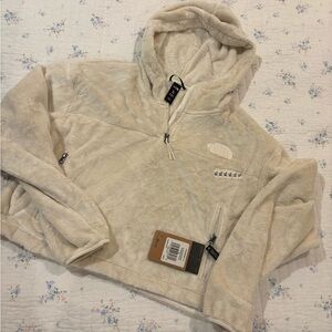 NWT NORTH FACE Osito 1/4 Zip Hoodie Womens Fleece Gardenia White Sz XL